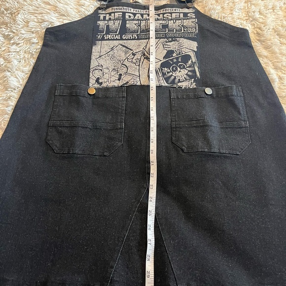 The Damnsels Up-Cycled Black Denim Overall Dress Women’s Size Large - Picture 6 of 9